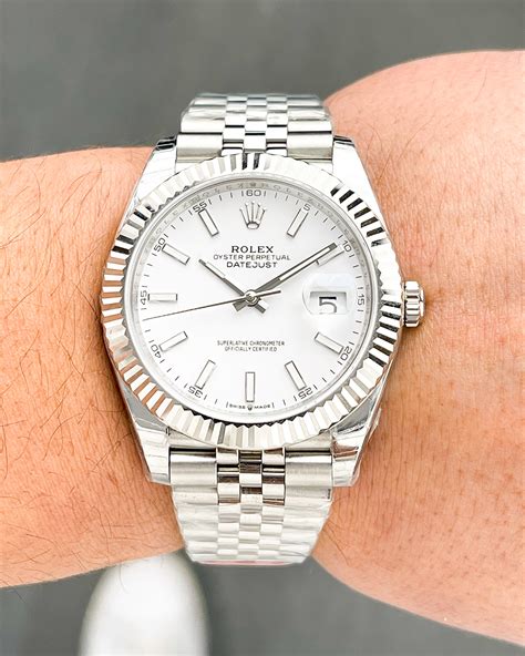 rolex women's white face|Rolex datejust 41 white dial.